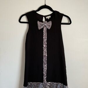 Monteau Girl, Black dress featuring Silver Sequin Bow Girls Size M (10/12)